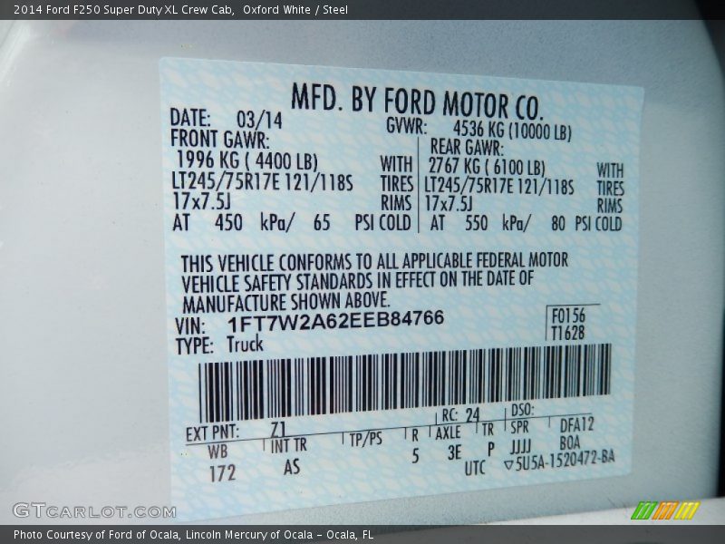 Oxford White / Steel 2014 Ford F250 Super Duty XL Crew Cab