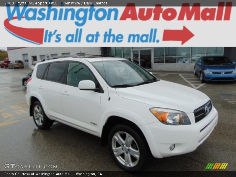 Super White / Dark Charcoal 2008 Toyota RAV4 Sport 4WD