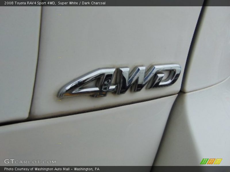 Super White / Dark Charcoal 2008 Toyota RAV4 Sport 4WD
