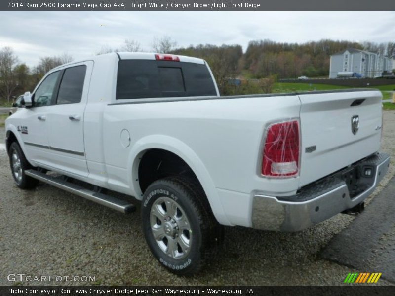 Bright White / Canyon Brown/Light Frost Beige 2014 Ram 2500 Laramie Mega Cab 4x4