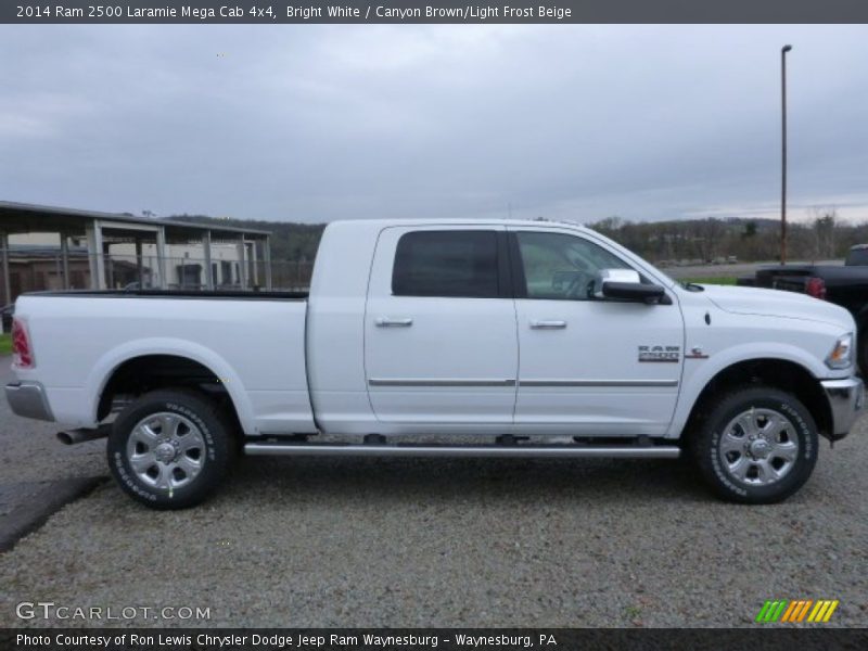 Bright White / Canyon Brown/Light Frost Beige 2014 Ram 2500 Laramie Mega Cab 4x4