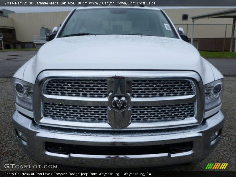 Bright White / Canyon Brown/Light Frost Beige 2014 Ram 2500 Laramie Mega Cab 4x4