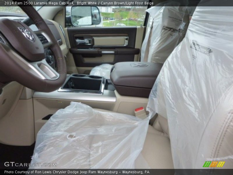 Bright White / Canyon Brown/Light Frost Beige 2014 Ram 2500 Laramie Mega Cab 4x4