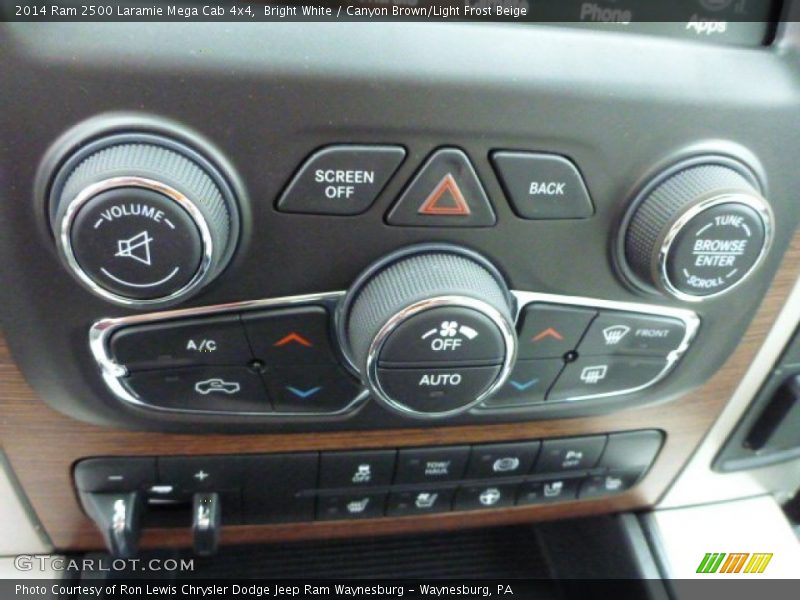 Bright White / Canyon Brown/Light Frost Beige 2014 Ram 2500 Laramie Mega Cab 4x4