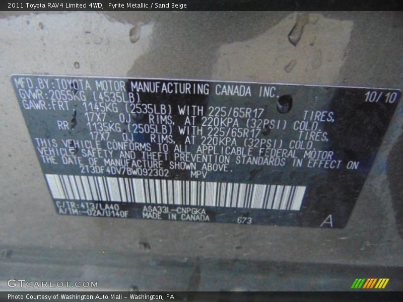 Pyrite Metallic / Sand Beige 2011 Toyota RAV4 Limited 4WD