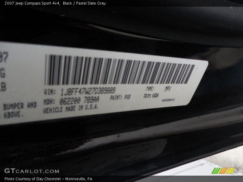 Black / Pastel Slate Gray 2007 Jeep Compass Sport 4x4