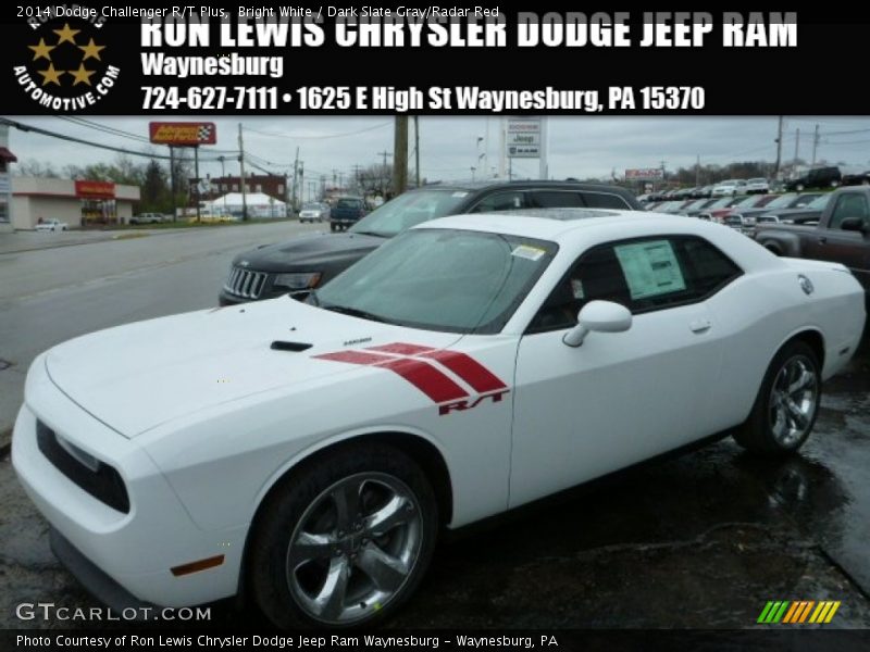 Bright White / Dark Slate Gray/Radar Red 2014 Dodge Challenger R/T Plus