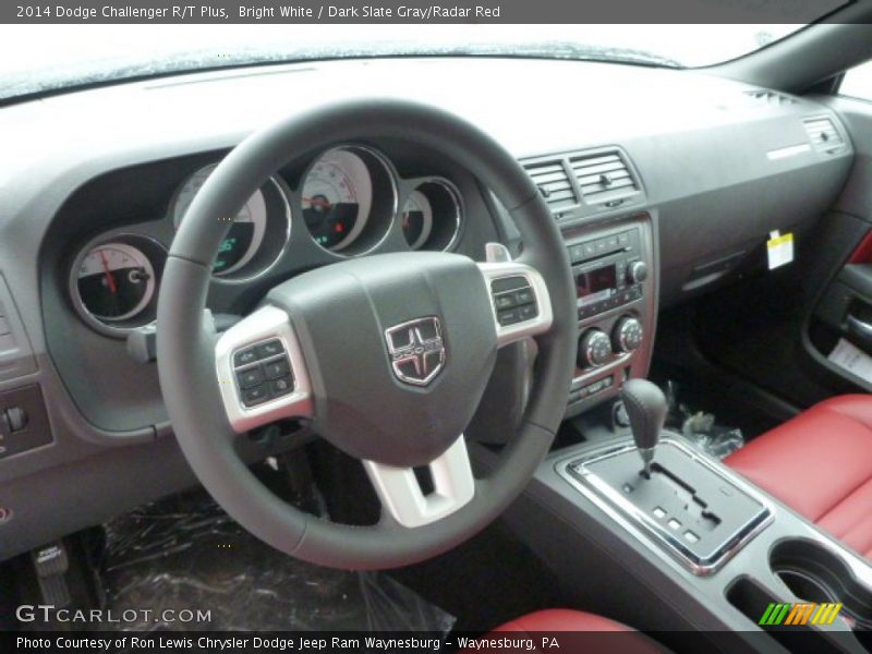 Bright White / Dark Slate Gray/Radar Red 2014 Dodge Challenger R/T Plus