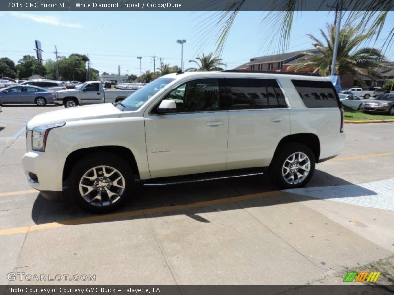 White Diamond Tricoat / Cocoa/Dune 2015 GMC Yukon SLT