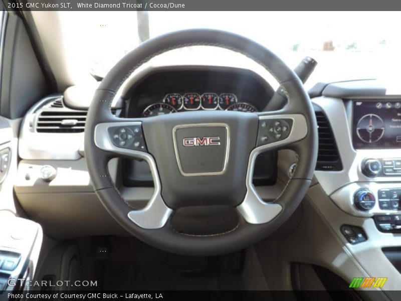 White Diamond Tricoat / Cocoa/Dune 2015 GMC Yukon SLT