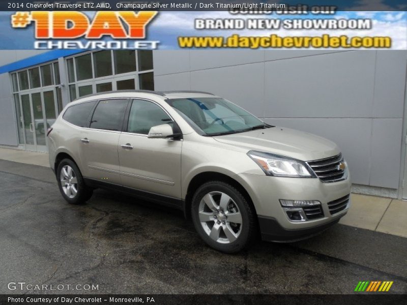 Champagne Silver Metallic / Dark Titanium/Light Titanium 2014 Chevrolet Traverse LTZ AWD