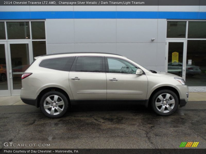 Champagne Silver Metallic / Dark Titanium/Light Titanium 2014 Chevrolet Traverse LTZ AWD