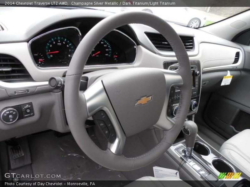 Champagne Silver Metallic / Dark Titanium/Light Titanium 2014 Chevrolet Traverse LTZ AWD
