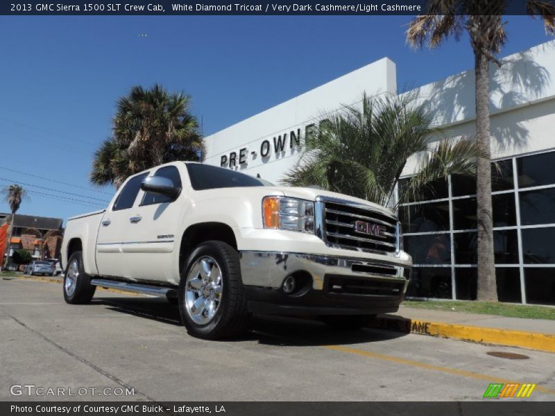 White Diamond Tricoat / Very Dark Cashmere/Light Cashmere 2013 GMC Sierra 1500 SLT Crew Cab