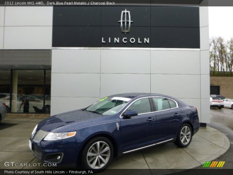 Dark Blue Pearl Metallic / Charcoal Black 2012 Lincoln MKS AWD