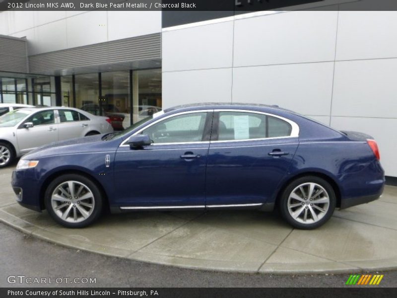 Dark Blue Pearl Metallic / Charcoal Black 2012 Lincoln MKS AWD