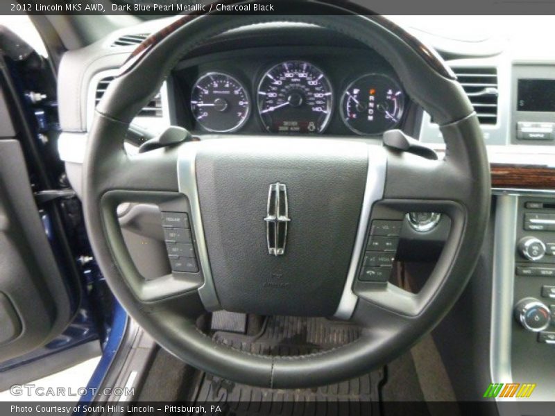 Dark Blue Pearl Metallic / Charcoal Black 2012 Lincoln MKS AWD