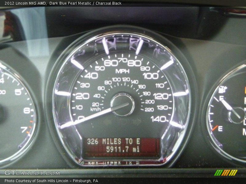 Dark Blue Pearl Metallic / Charcoal Black 2012 Lincoln MKS AWD