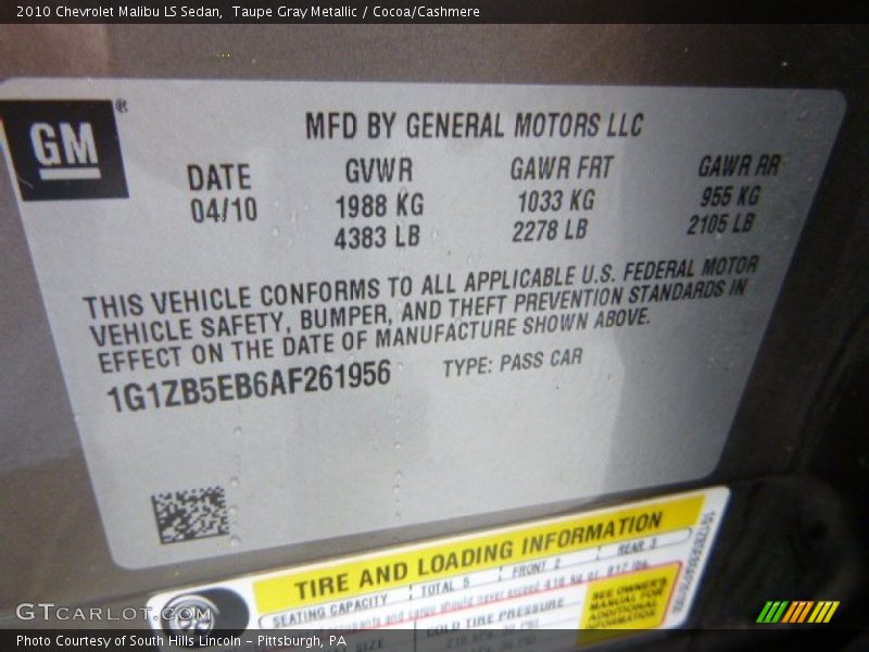 Taupe Gray Metallic / Cocoa/Cashmere 2010 Chevrolet Malibu LS Sedan
