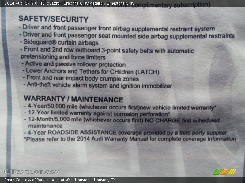 Graphite Gray Metallic / Limestone Gray 2014 Audi Q7 3.0 TFSI quattro