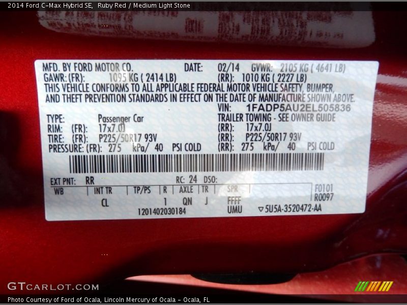 Ruby Red / Medium Light Stone 2014 Ford C-Max Hybrid SE