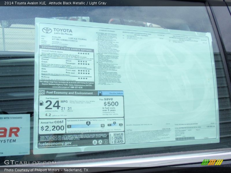 Attitude Black Metallic / Light Gray 2014 Toyota Avalon XLE