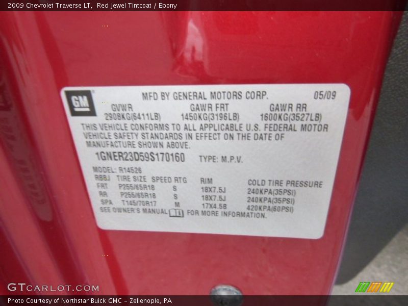 Red Jewel Tintcoat / Ebony 2009 Chevrolet Traverse LT