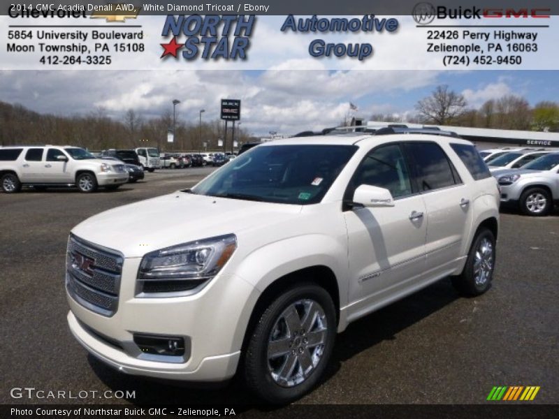 White Diamond Tricoat / Ebony 2014 GMC Acadia Denali AWD