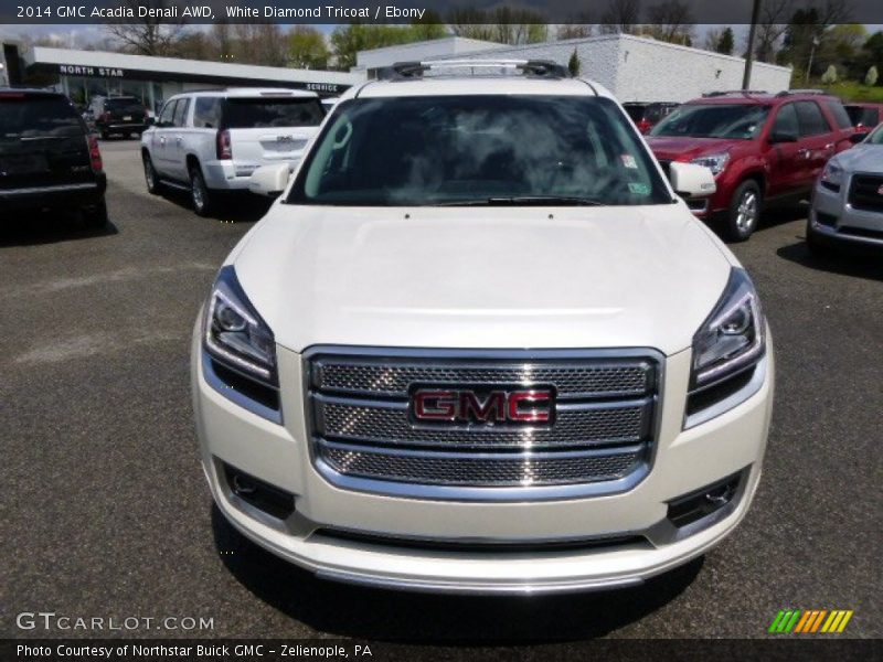 White Diamond Tricoat / Ebony 2014 GMC Acadia Denali AWD