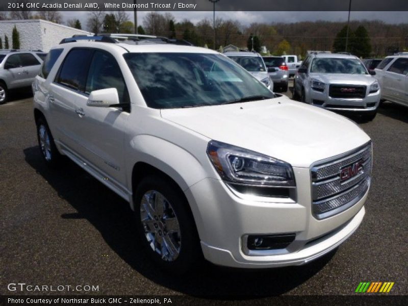 White Diamond Tricoat / Ebony 2014 GMC Acadia Denali AWD