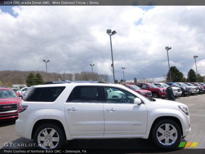 White Diamond Tricoat / Ebony 2014 GMC Acadia Denali AWD