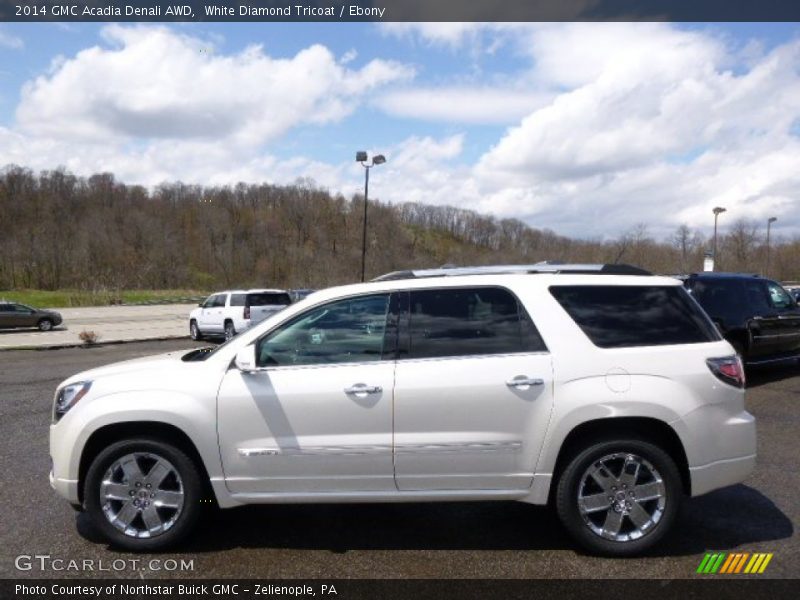 White Diamond Tricoat / Ebony 2014 GMC Acadia Denali AWD
