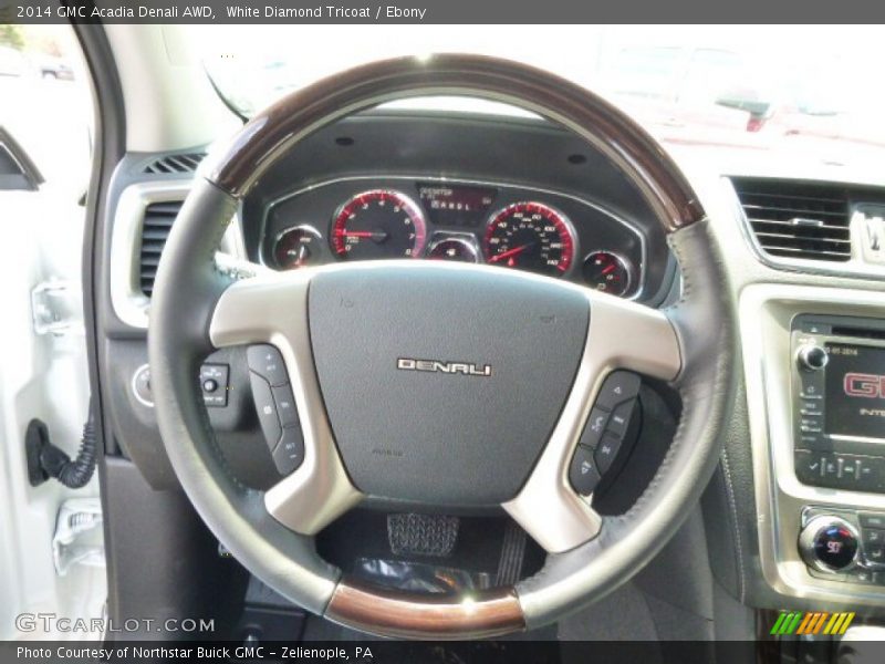 White Diamond Tricoat / Ebony 2014 GMC Acadia Denali AWD