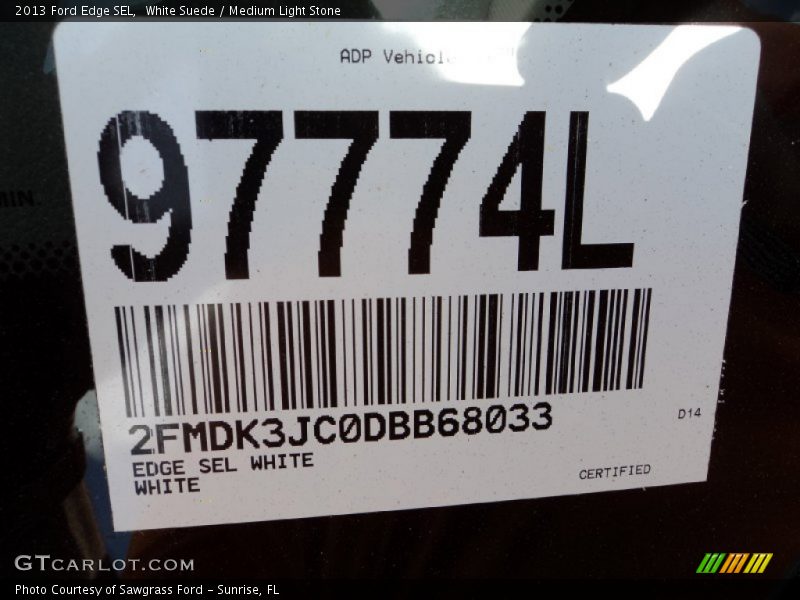 White Suede / Medium Light Stone 2013 Ford Edge SEL