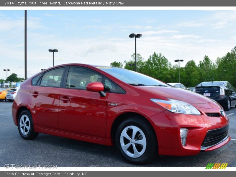 Barcelona Red Metallic / Misty Gray 2014 Toyota Prius Three Hybrid