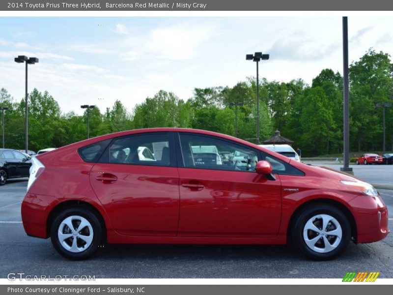 Barcelona Red Metallic / Misty Gray 2014 Toyota Prius Three Hybrid
