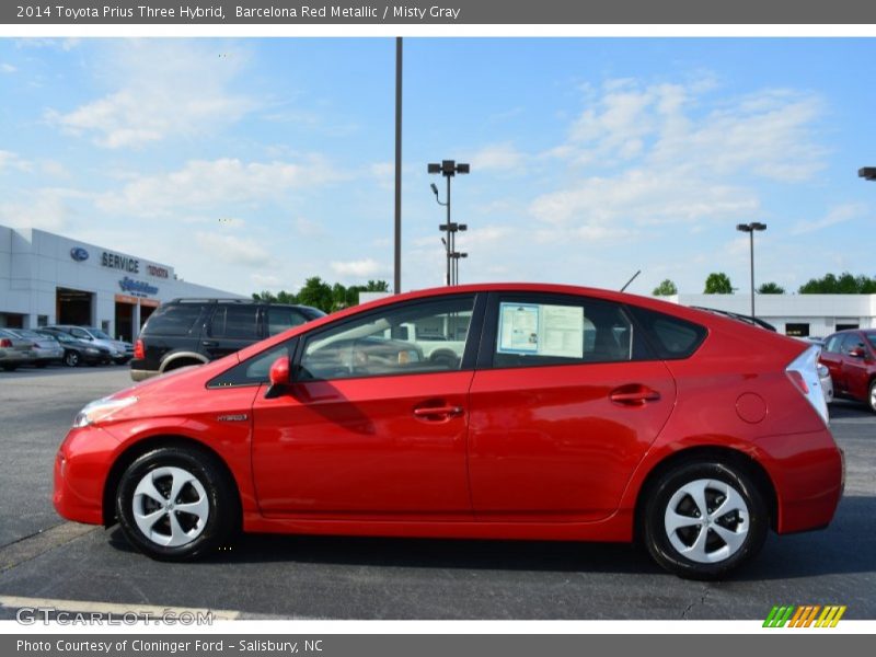 Barcelona Red Metallic / Misty Gray 2014 Toyota Prius Three Hybrid
