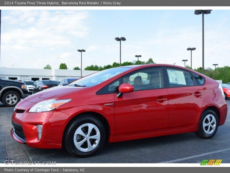 Barcelona Red Metallic / Misty Gray 2014 Toyota Prius Three Hybrid