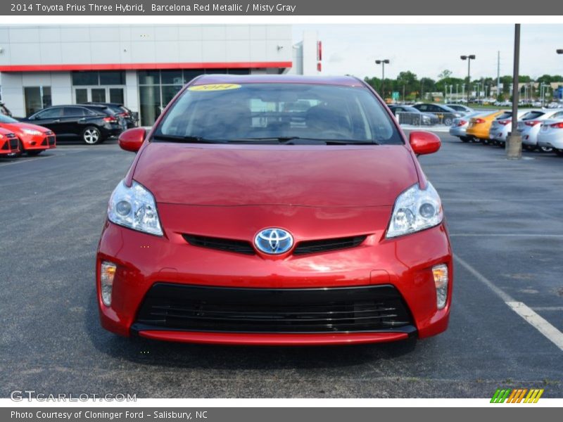 Barcelona Red Metallic / Misty Gray 2014 Toyota Prius Three Hybrid