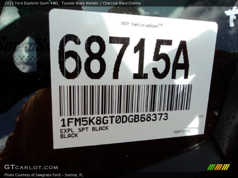 Tuxedo Black Metallic / Charcoal Black/Sienna 2013 Ford Explorer Sport 4WD