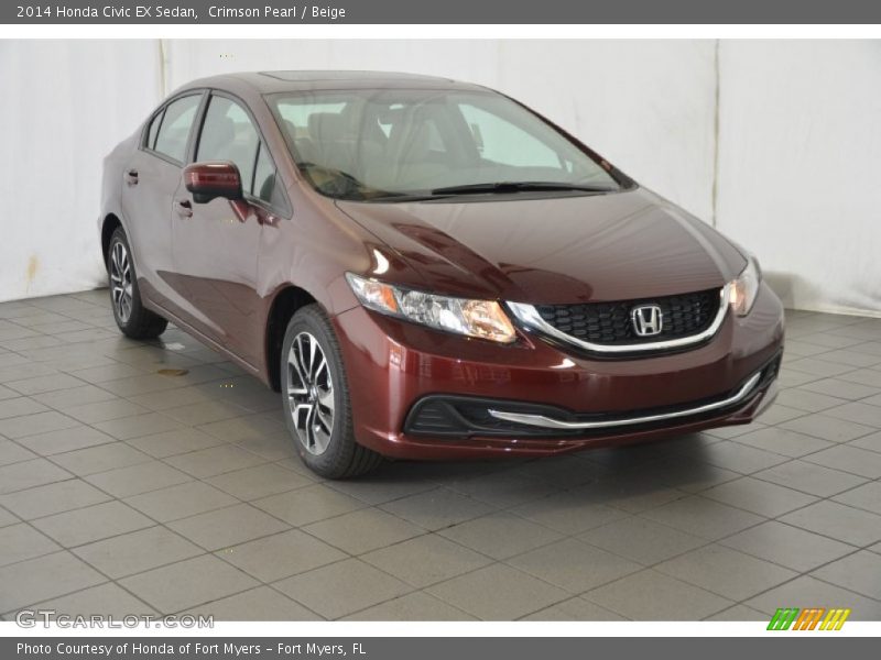 Crimson Pearl / Beige 2014 Honda Civic EX Sedan