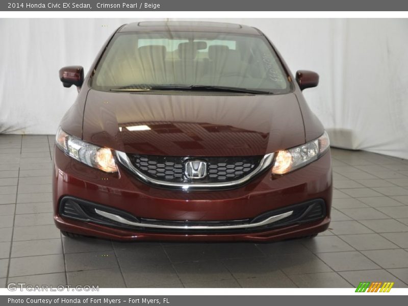 Crimson Pearl / Beige 2014 Honda Civic EX Sedan
