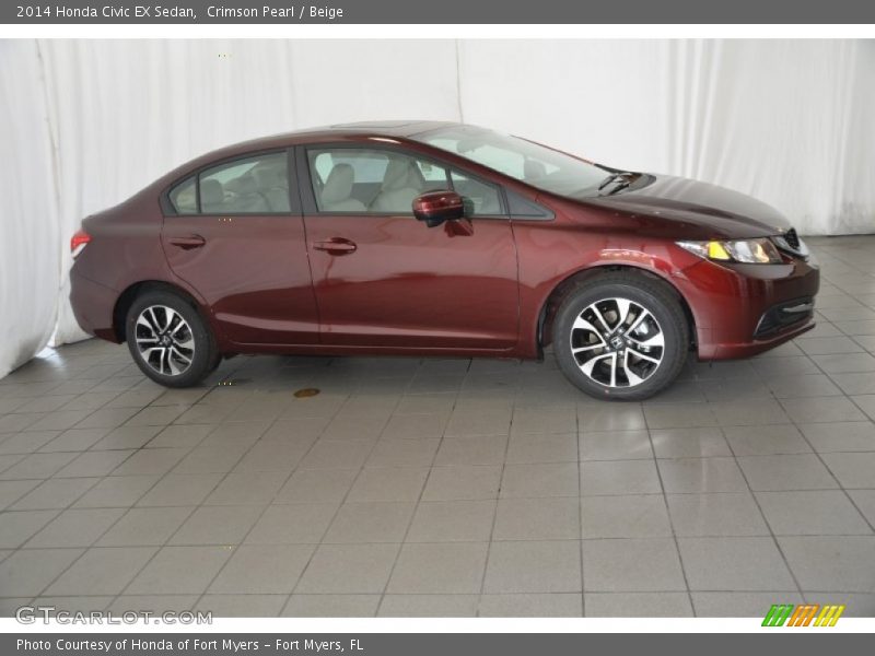 Crimson Pearl / Beige 2014 Honda Civic EX Sedan