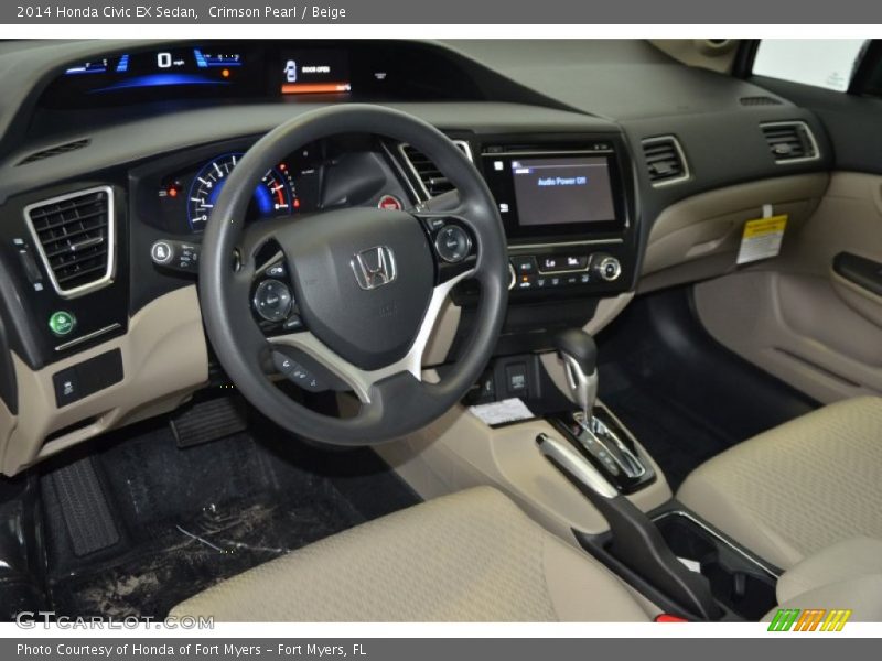 Crimson Pearl / Beige 2014 Honda Civic EX Sedan