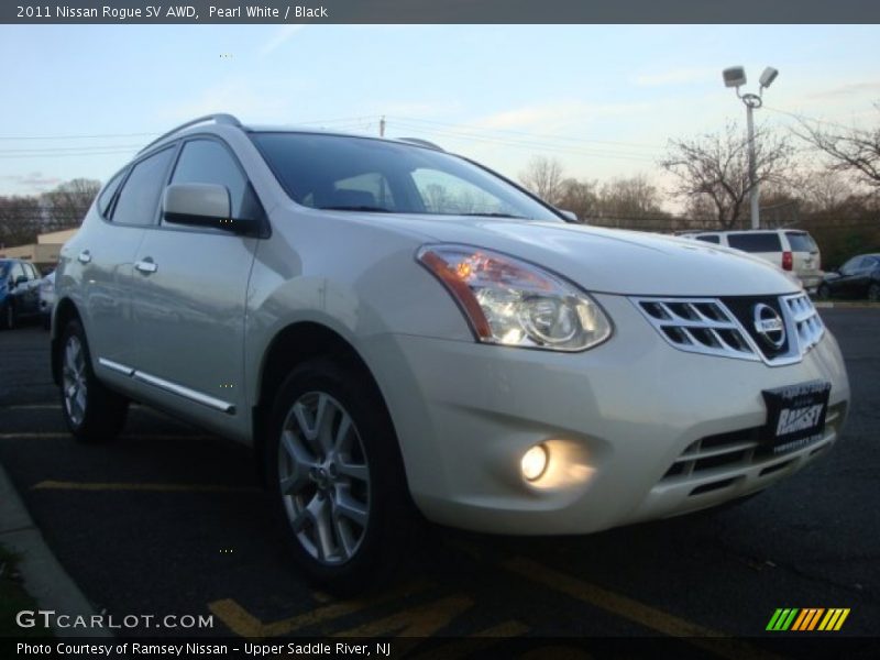 Pearl White / Black 2011 Nissan Rogue SV AWD