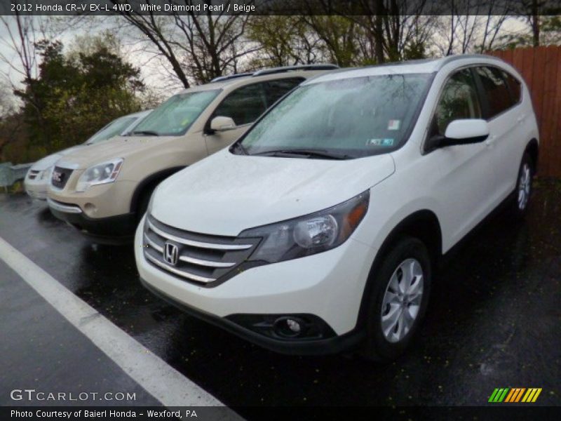 White Diamond Pearl / Beige 2012 Honda CR-V EX-L 4WD