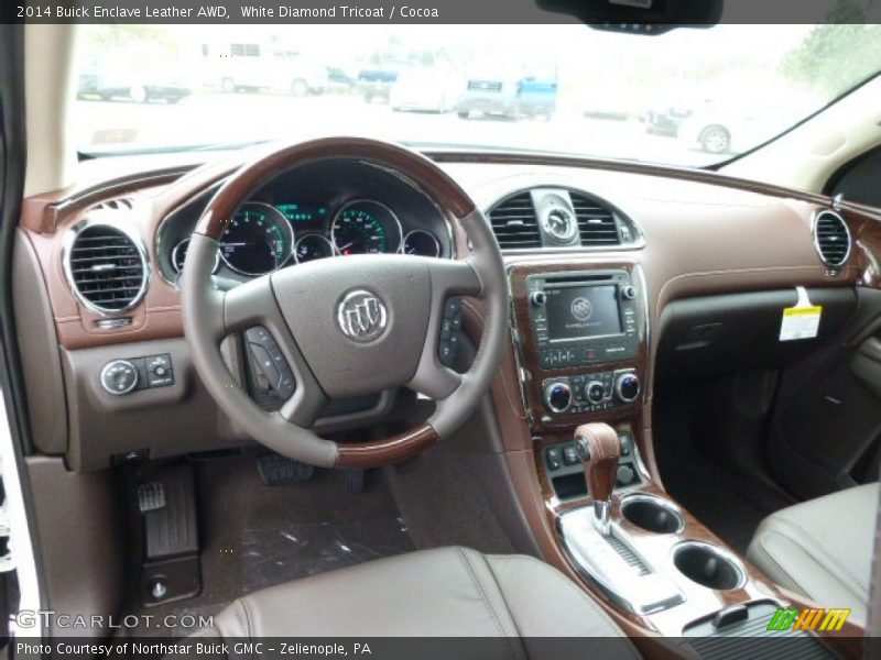 White Diamond Tricoat / Cocoa 2014 Buick Enclave Leather AWD