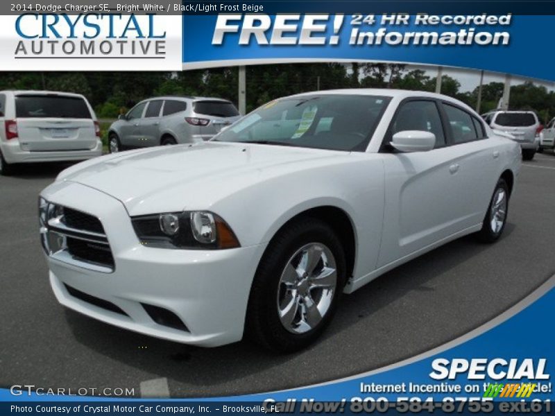 Bright White / Black/Light Frost Beige 2014 Dodge Charger SE