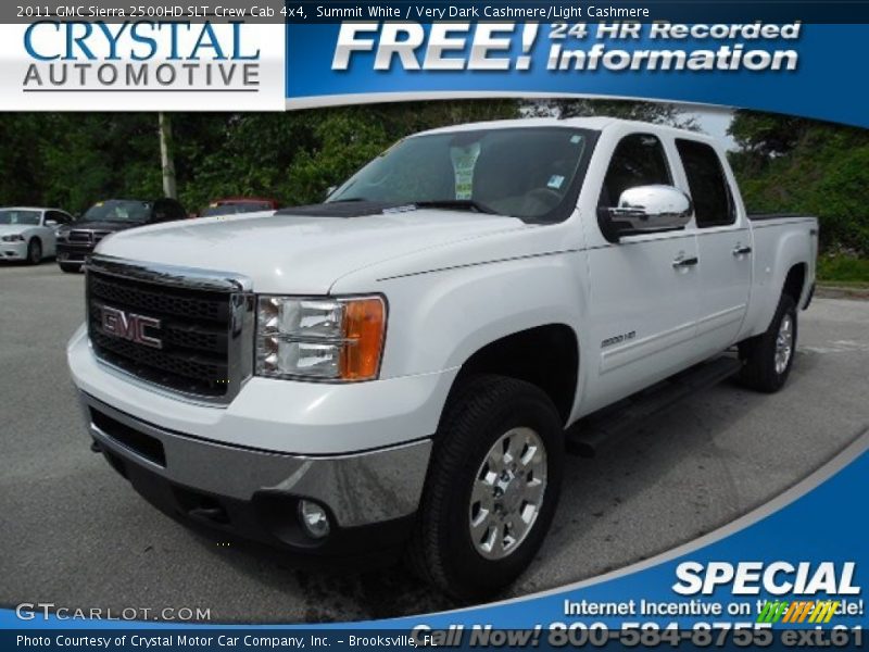 Summit White / Very Dark Cashmere/Light Cashmere 2011 GMC Sierra 2500HD SLT Crew Cab 4x4