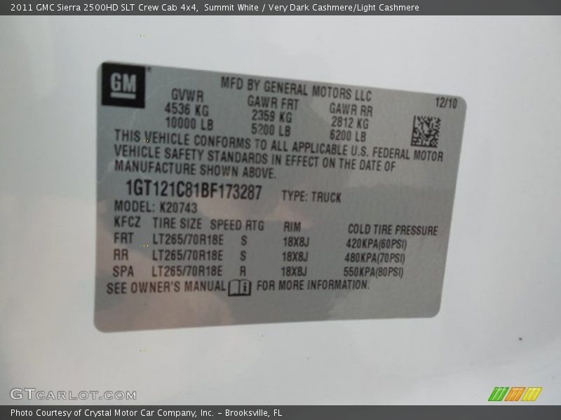 Summit White / Very Dark Cashmere/Light Cashmere 2011 GMC Sierra 2500HD SLT Crew Cab 4x4